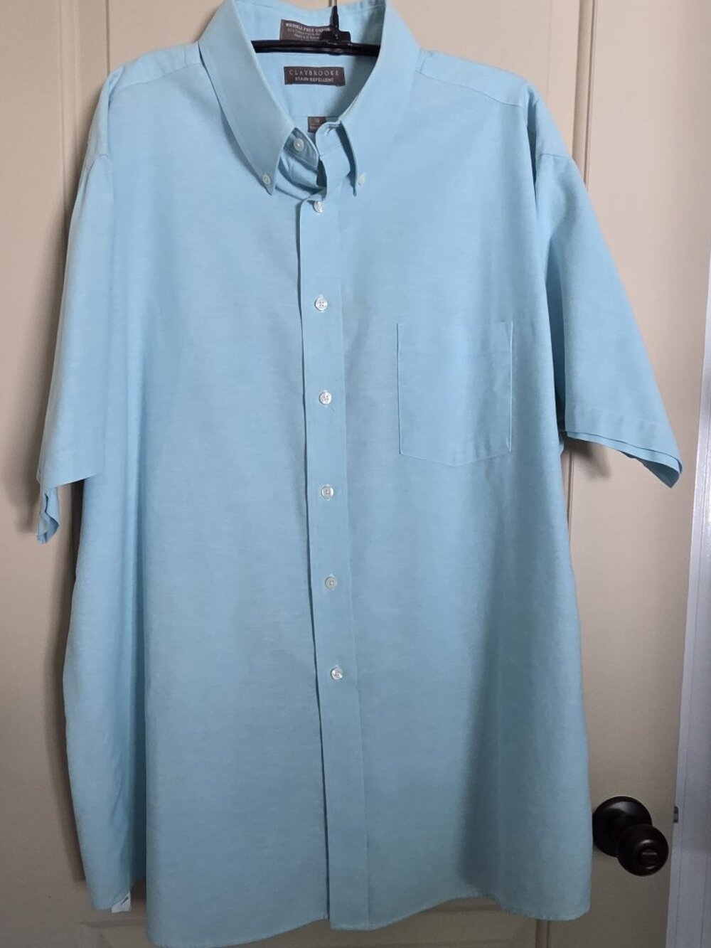 Claybrooke Short Sleeve Oxford Shirt Collar Button front Sz 18 XXL